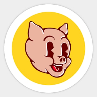 Pink Piggy The Meaty Logo Design Sticker